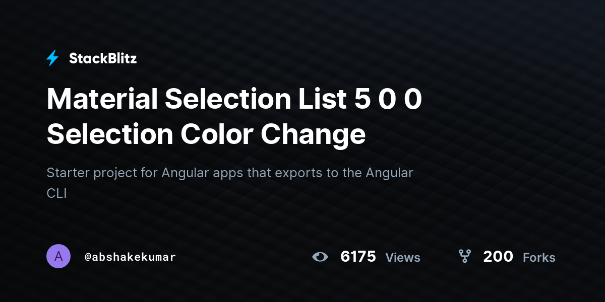 Material Selection List 5 0 0 Selection Color Change - StackBlitz