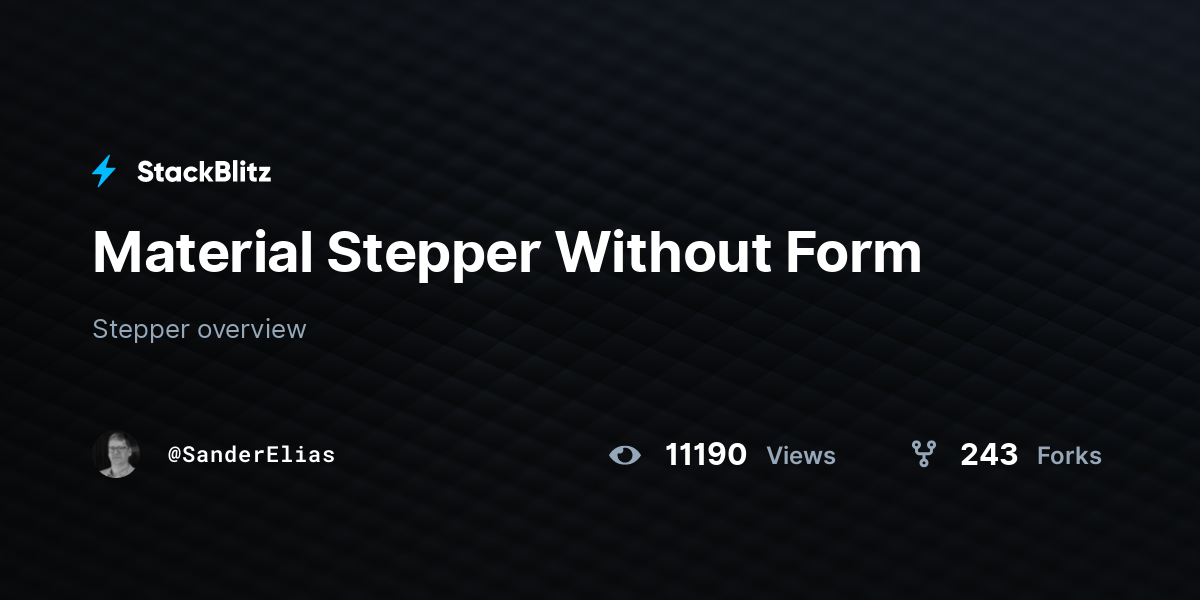 Material Stepper Without Form - StackBlitz