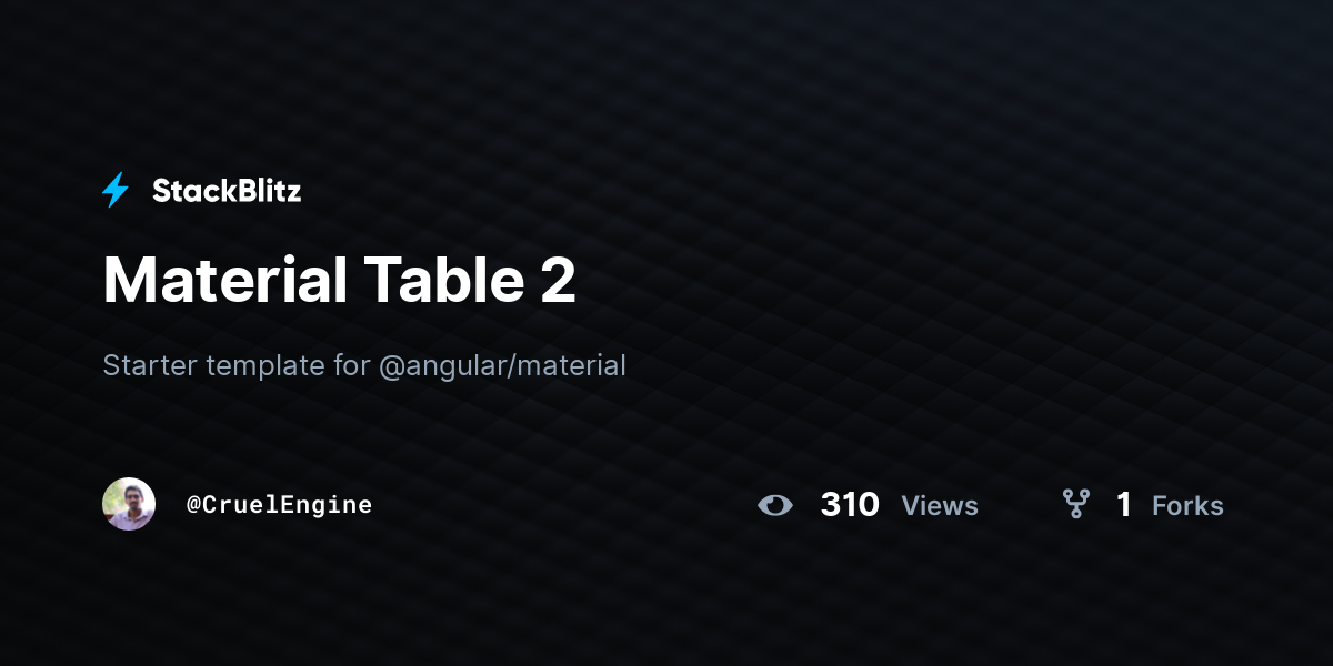 Material Table 2 - StackBlitz