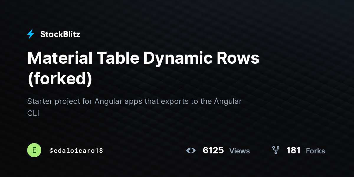 Material Table Dynamic Rows (forked) - StackBlitz