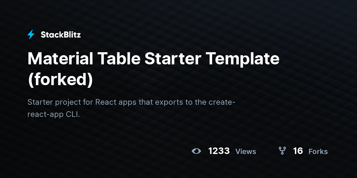 Material Table Starter Template (forked) - StackBlitz