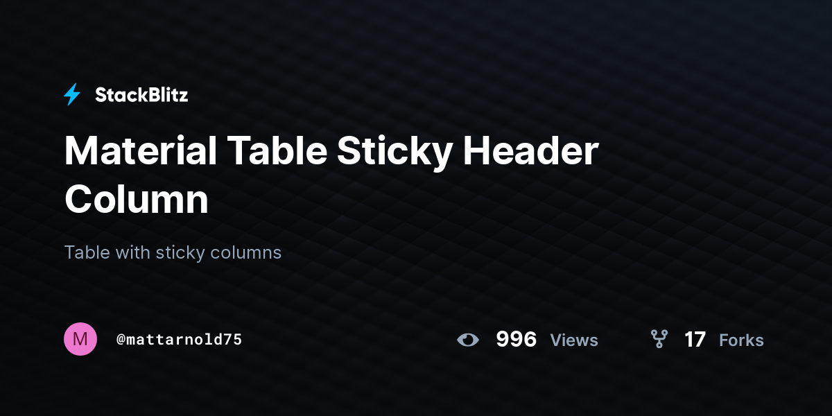 Material Table Sticky Header Column - StackBlitz