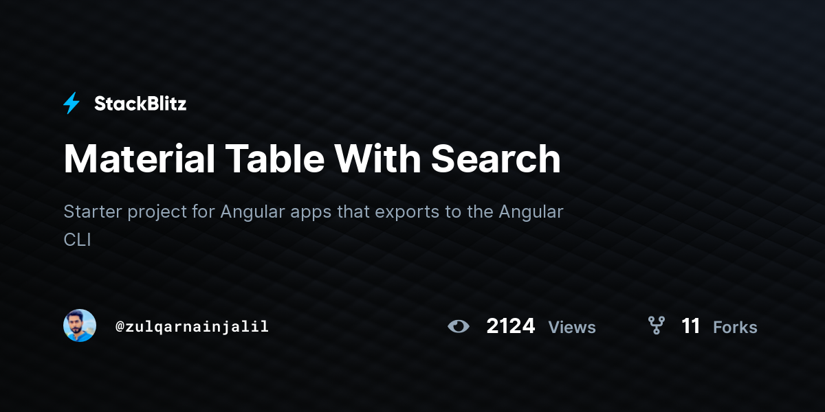 Material Table With Search - StackBlitz