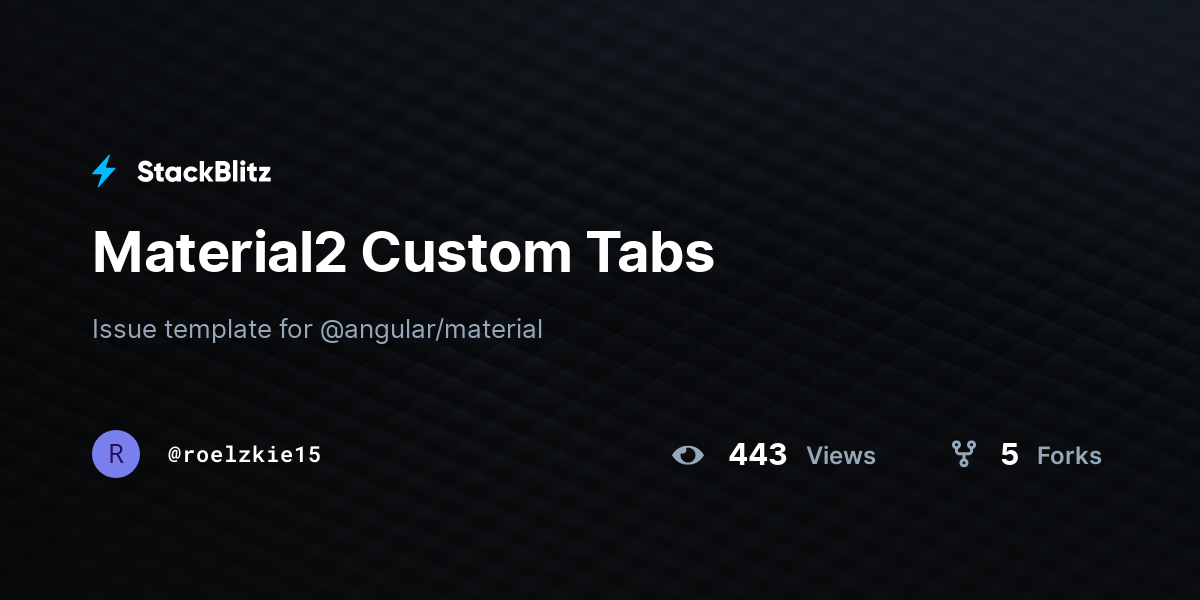 Material2 Custom Tabs - StackBlitz