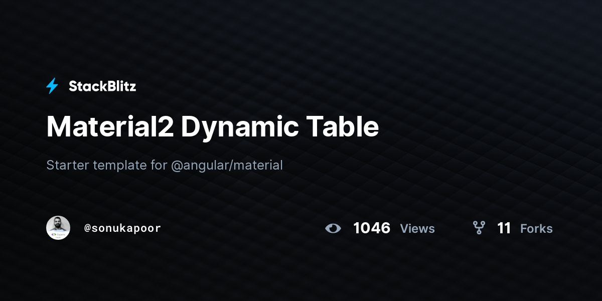 Material2 Dynamic Table - StackBlitz