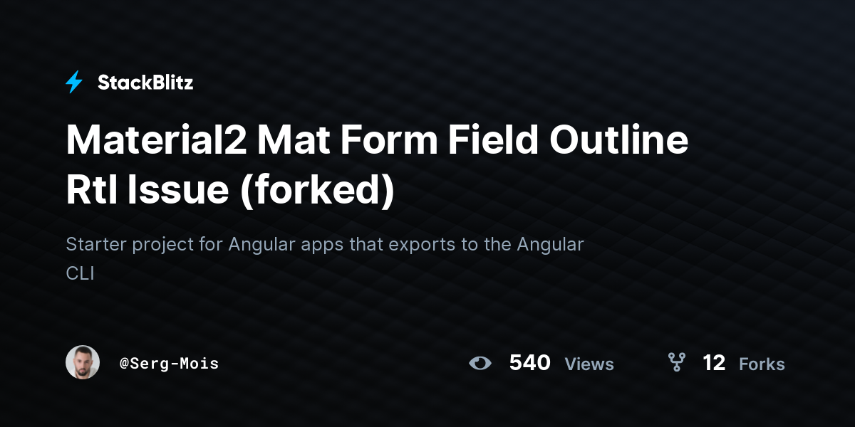 Material2 Mat Form Field Outline Rtl Issue (forked) StackBlitz