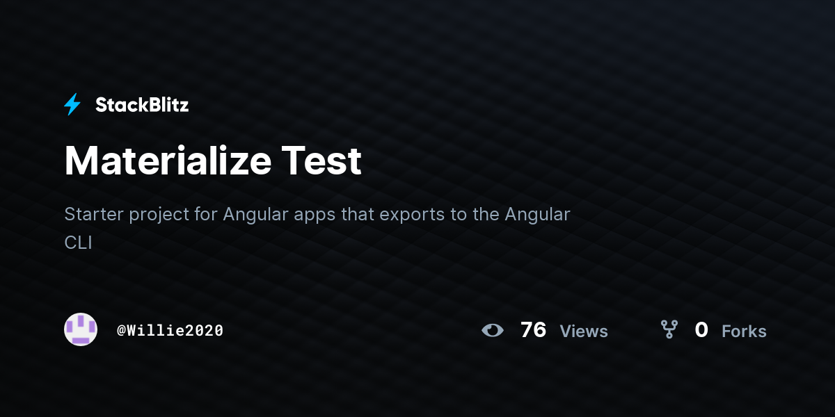 Materialize Test - StackBlitz