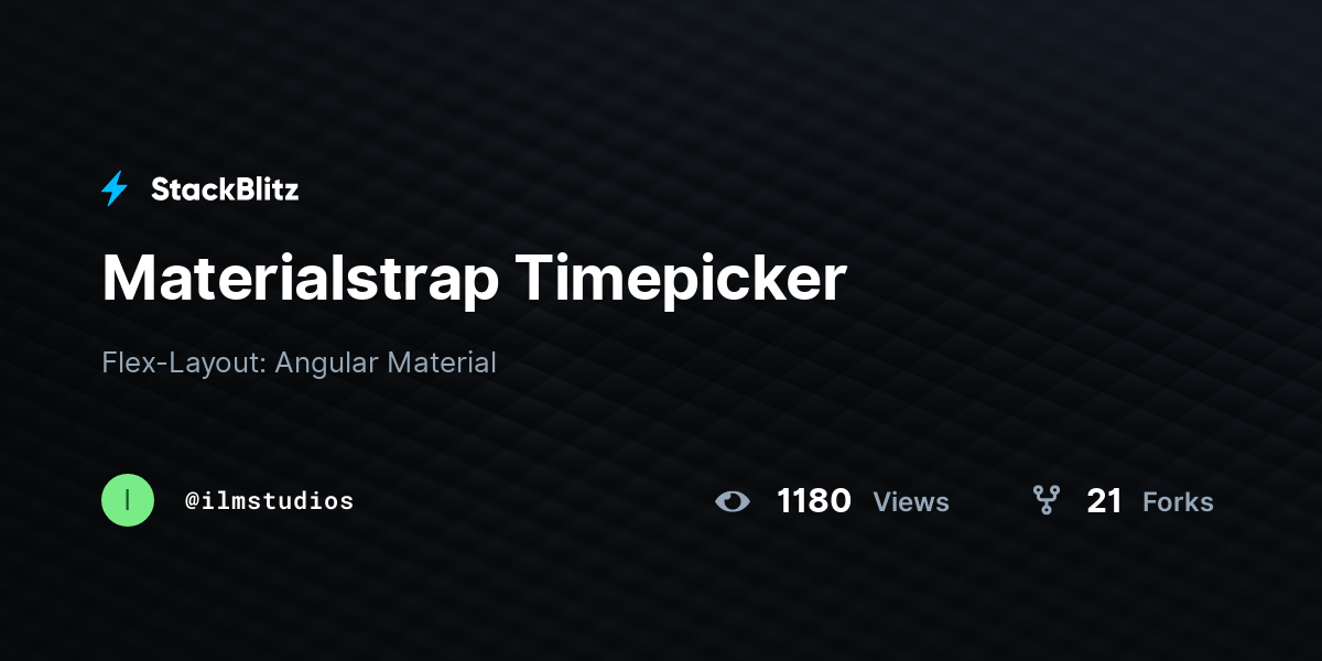 Materialstrap Timepicker - StackBlitz
