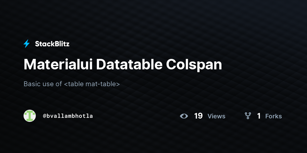 Materialui Datatable Colspan - StackBlitz