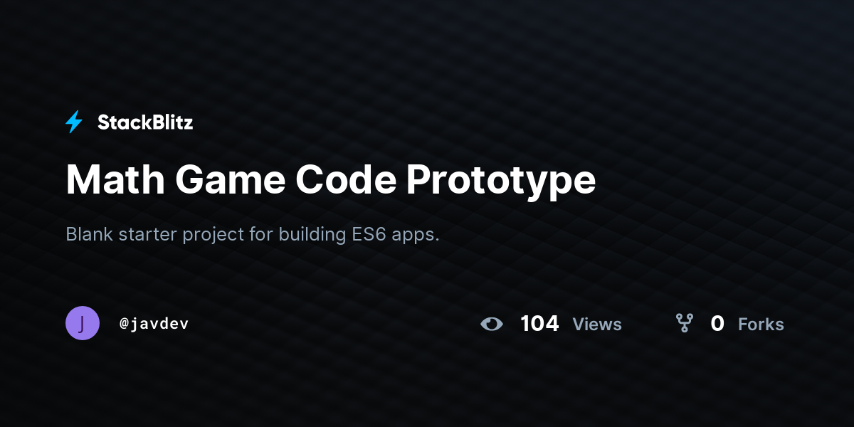 Math Game Code Prototype - StackBlitz