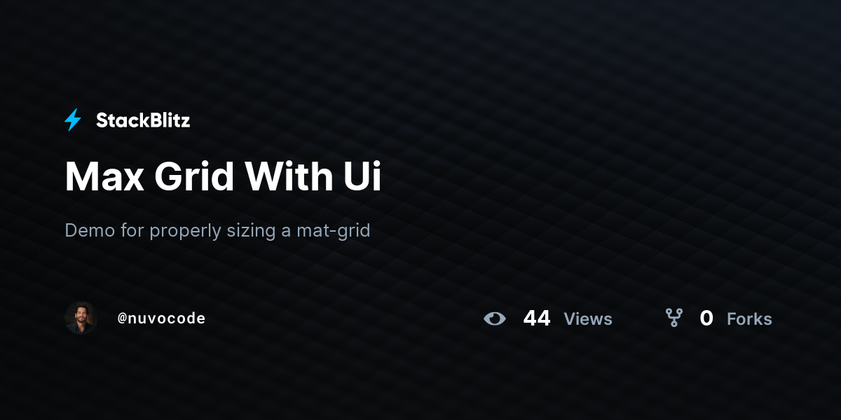 Max Grid With Ui - StackBlitz