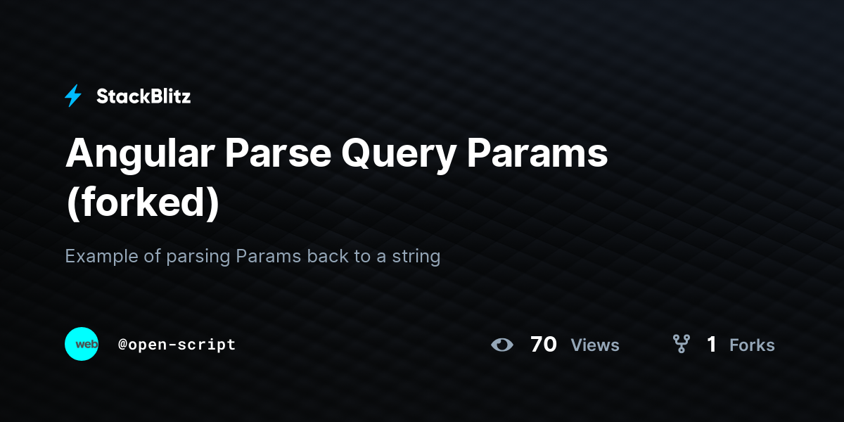 Angular Parse Query Params (forked) - StackBlitz