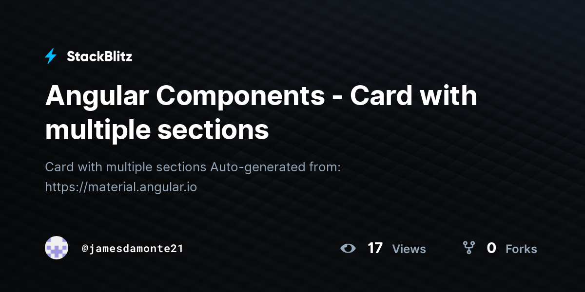 Angular Components - Card with multiple sections - StackBlitz