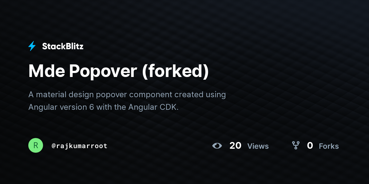 Mde Popover (forked) - StackBlitz