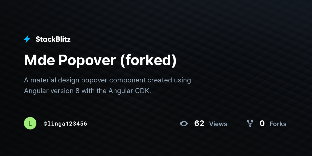 Mde Popover (forked) - StackBlitz