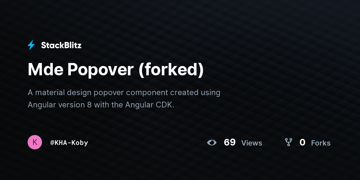 Mde Popover (forked) - StackBlitz