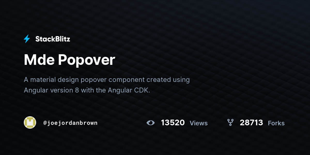 Mde Popover - StackBlitz