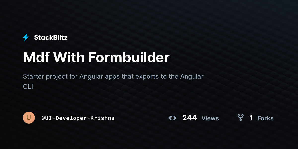 Mdf With Formbuilder - StackBlitz