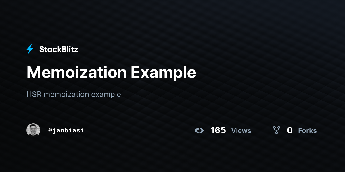 Memoization Example - StackBlitz