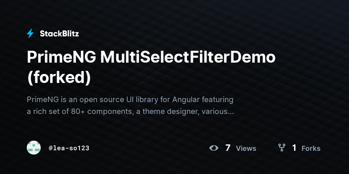 PrimeNG MultiSelectFilterDemo (forked) - StackBlitz