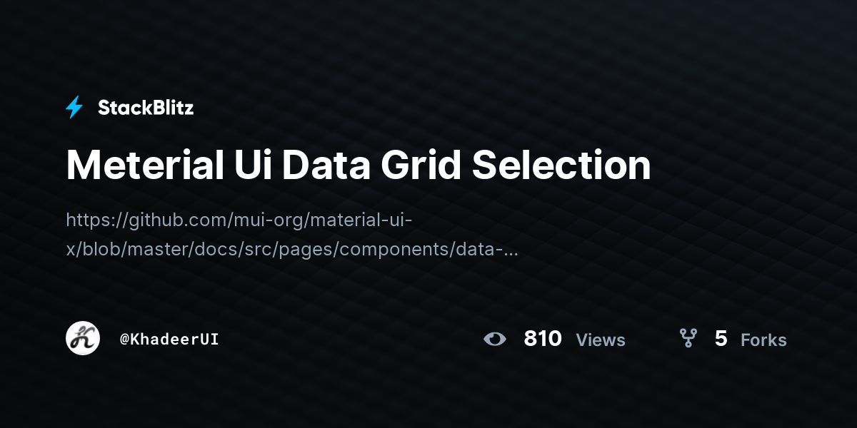 Meterial Ui Data Grid Selection - StackBlitz