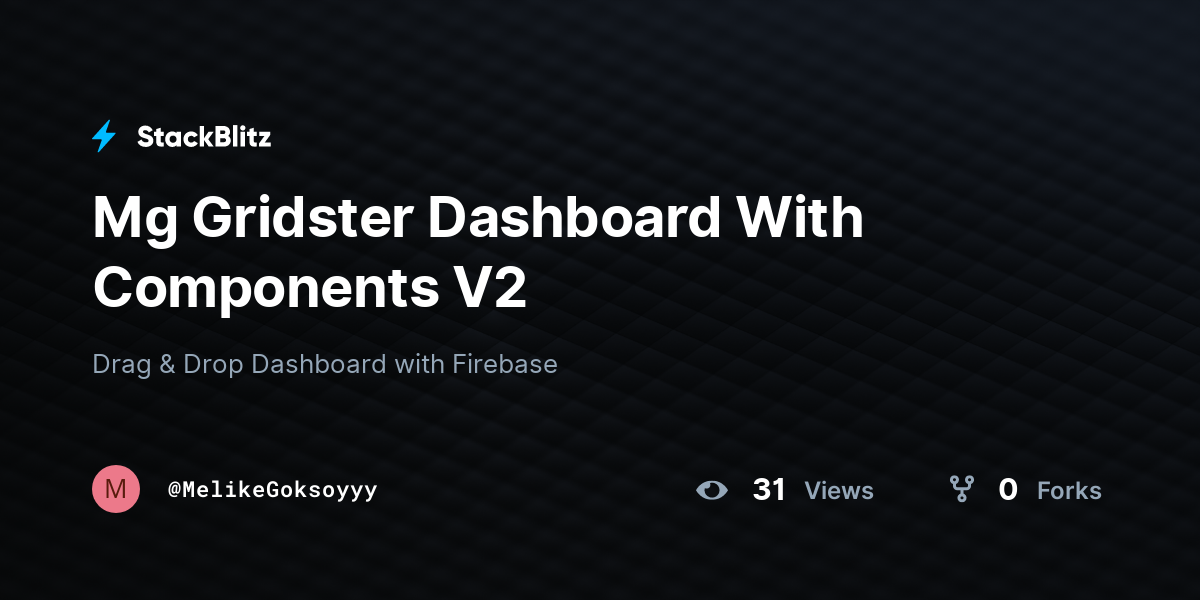 Mg Gridster Dashboard With Components V2 - StackBlitz