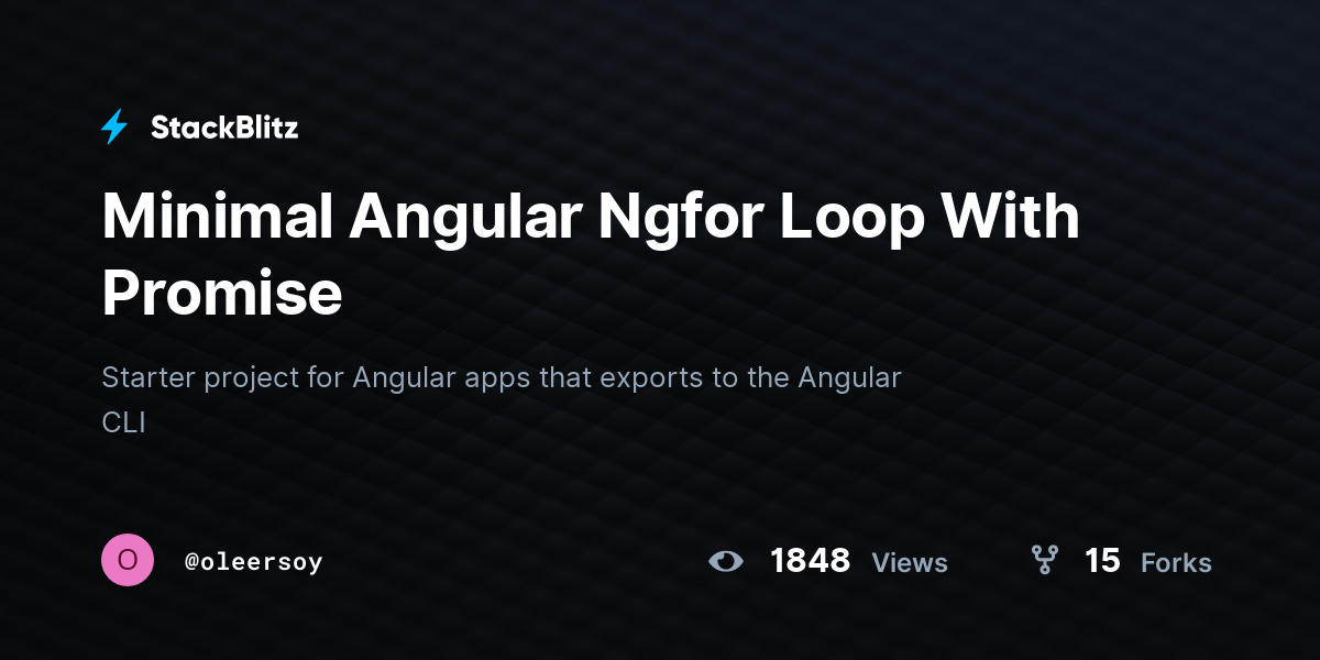 Minimal Angular Ngfor Loop With Promise - StackBlitz