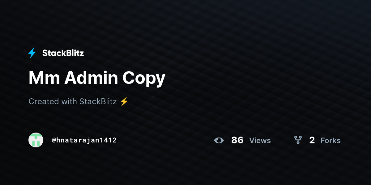Mm Admin Copy - StackBlitz