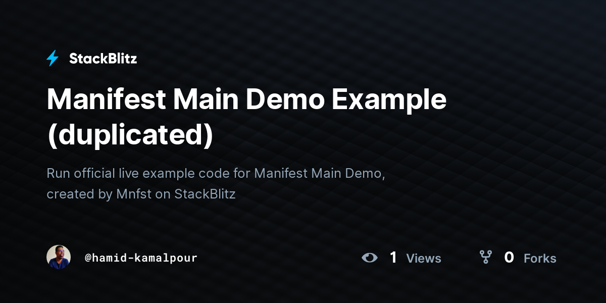Manifest Main Demo Example (duplicated) - StackBlitz