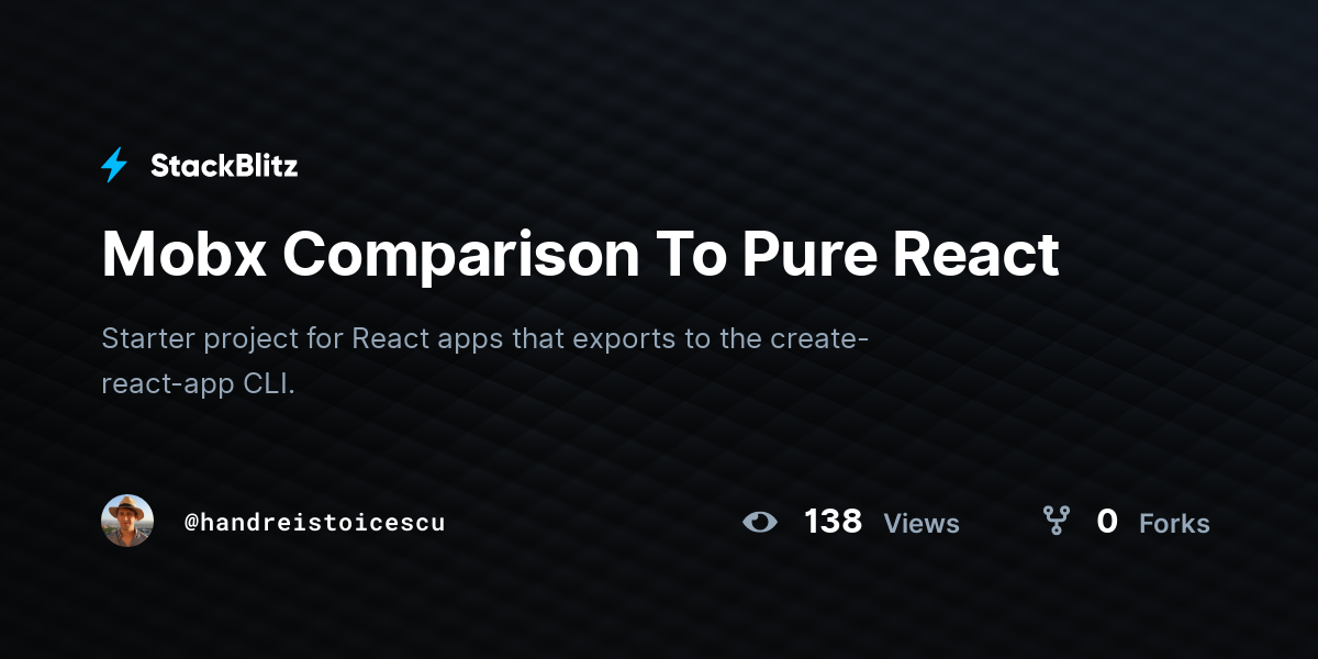 Mobx Comparison To Pure React - StackBlitz