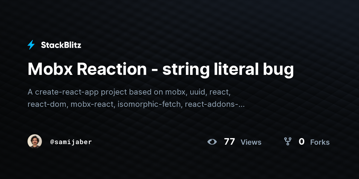 Mobx reaction string literal bug stackblitz