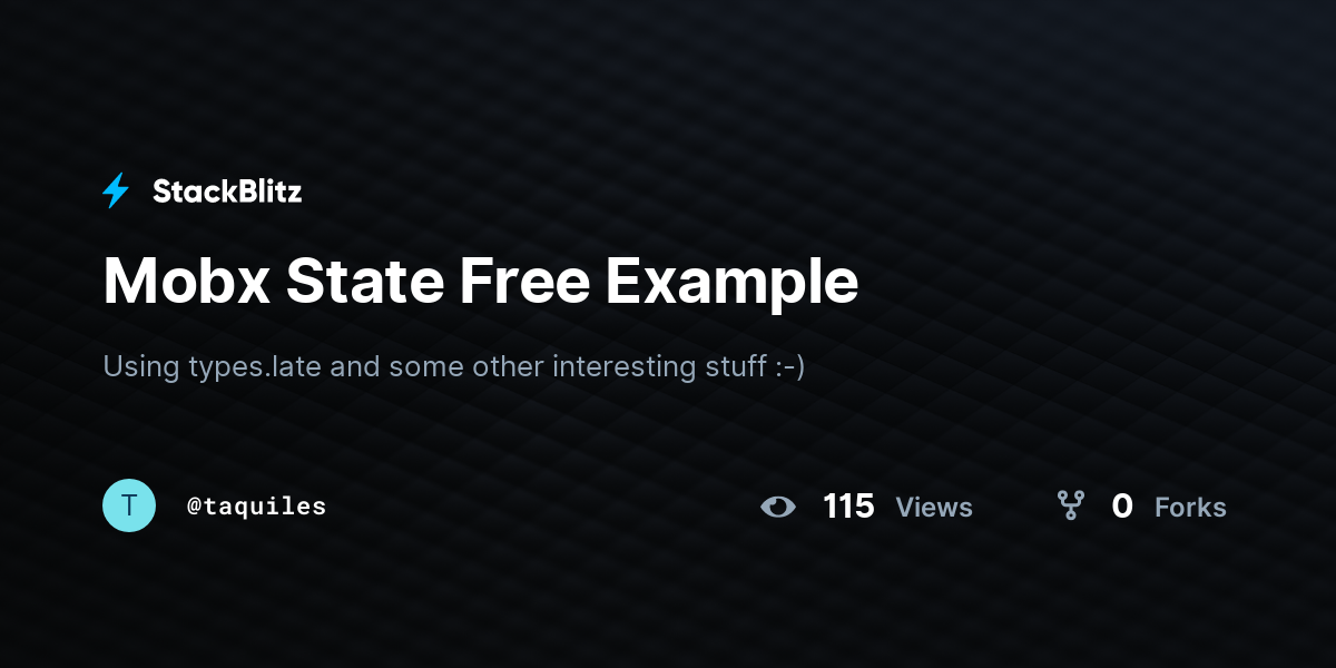 Mobx State Free Example - StackBlitz