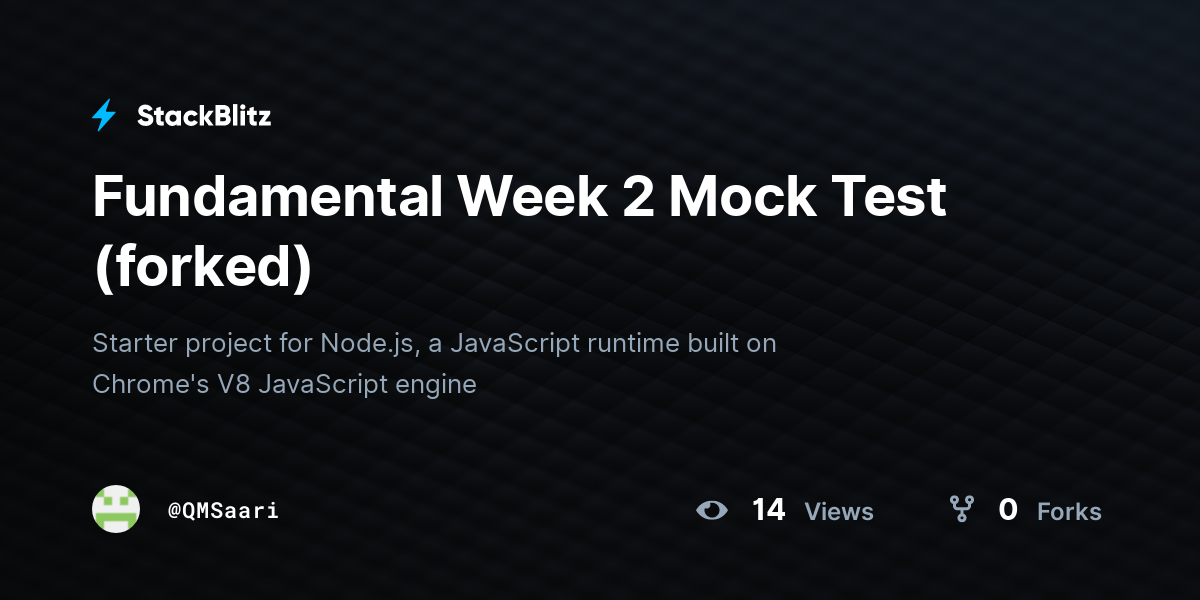 Fundamental Week 2 Mock Test (forked) - StackBlitz
