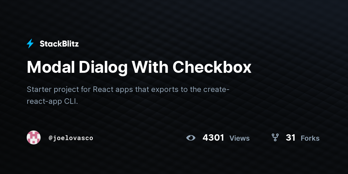 Modal Dialog With Checkbox - StackBlitz
