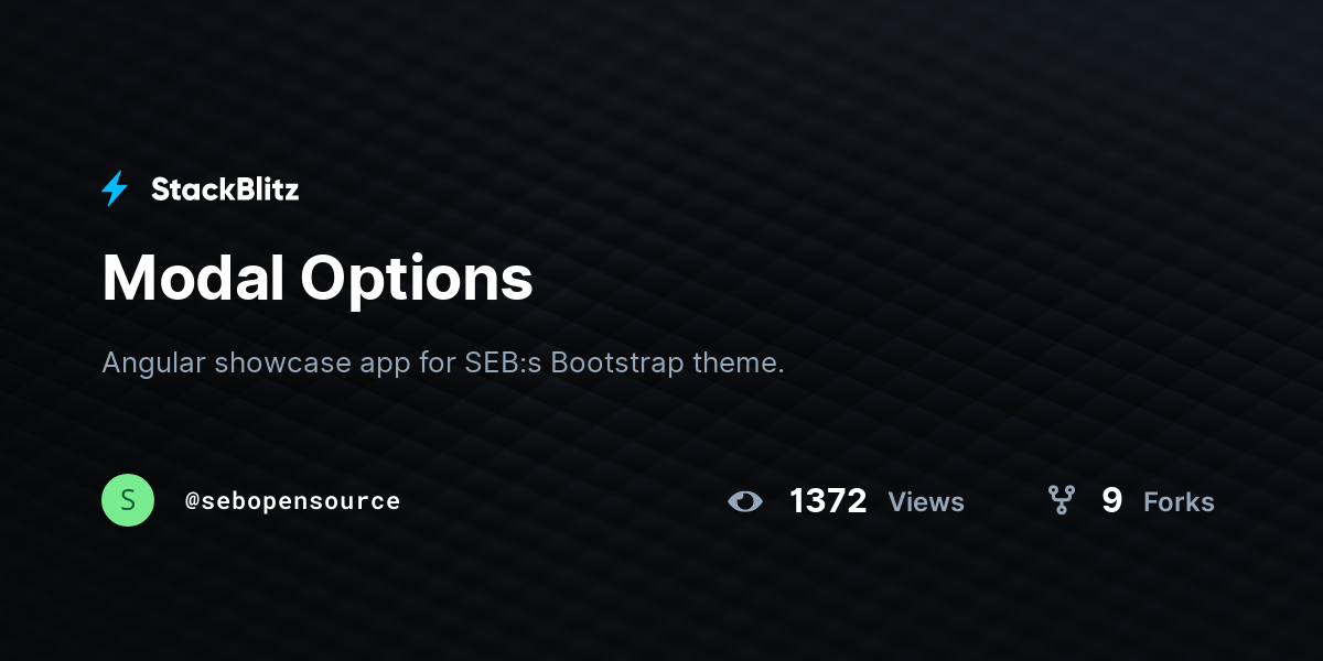Modal Options - StackBlitz
