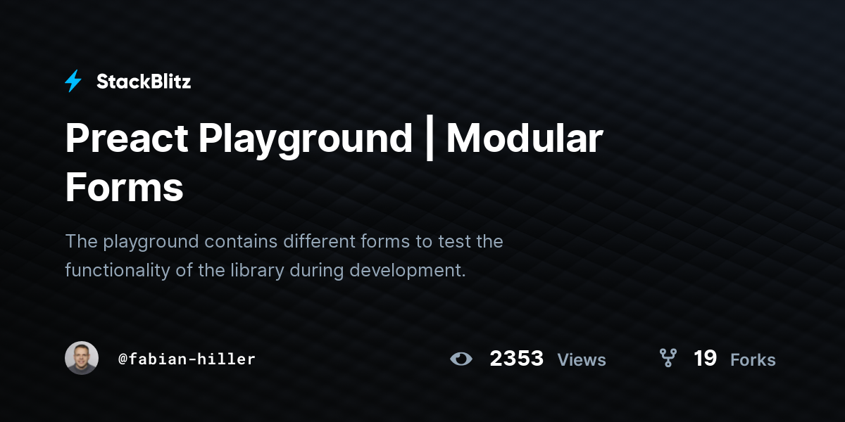 Preact Playground | Modular Forms - StackBlitz