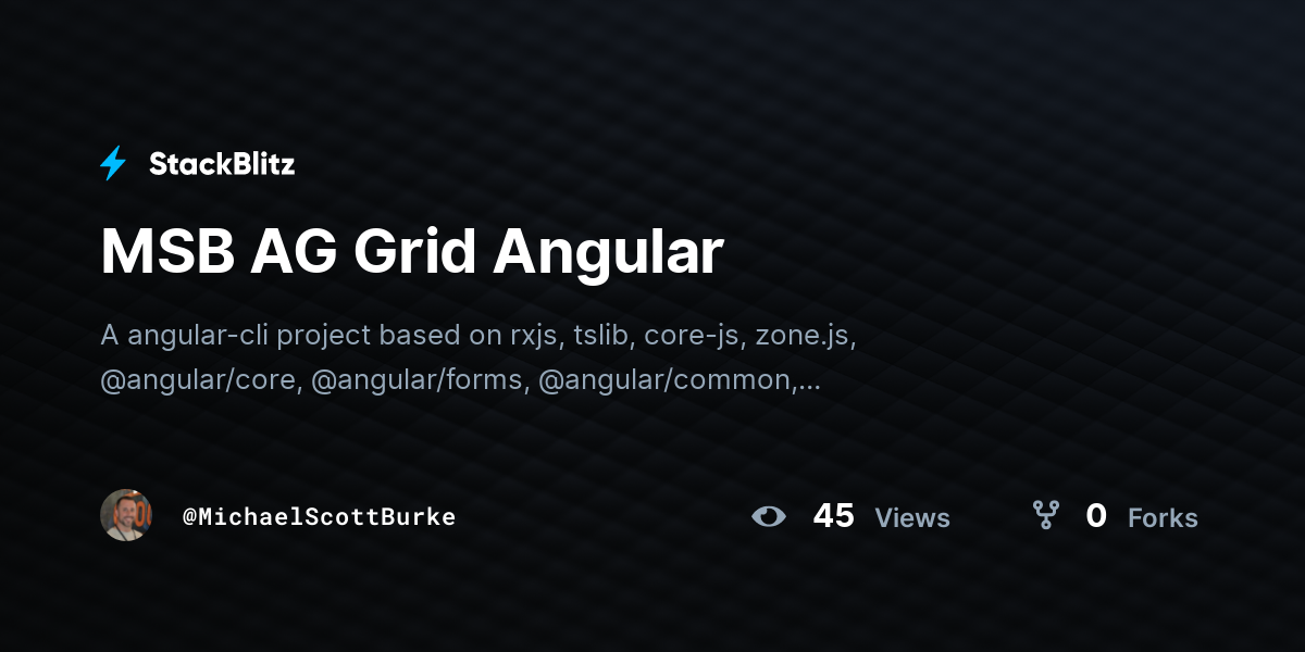 MSB AG Grid Angular - StackBlitz