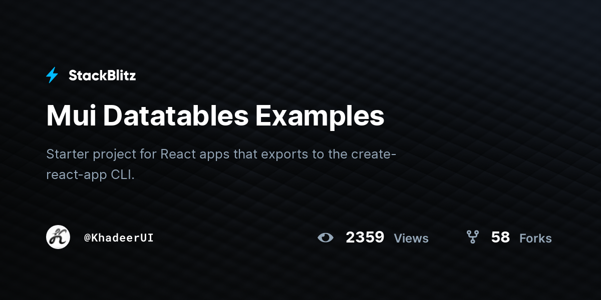 Mui Datatables Examples - StackBlitz