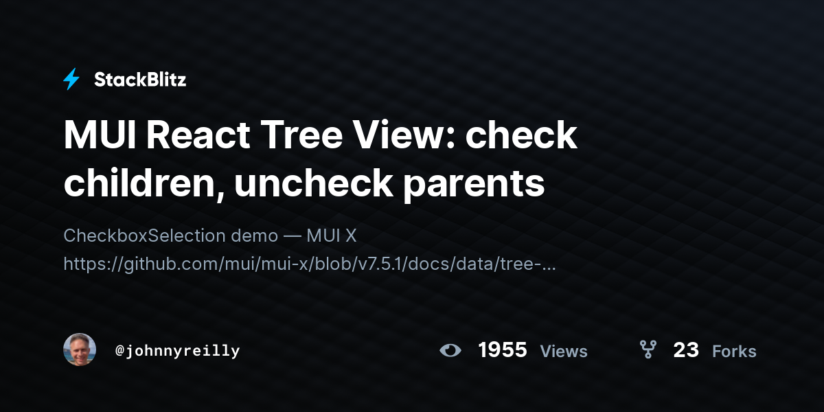 MUI React Tree View: check children, uncheck parents - StackBlitz