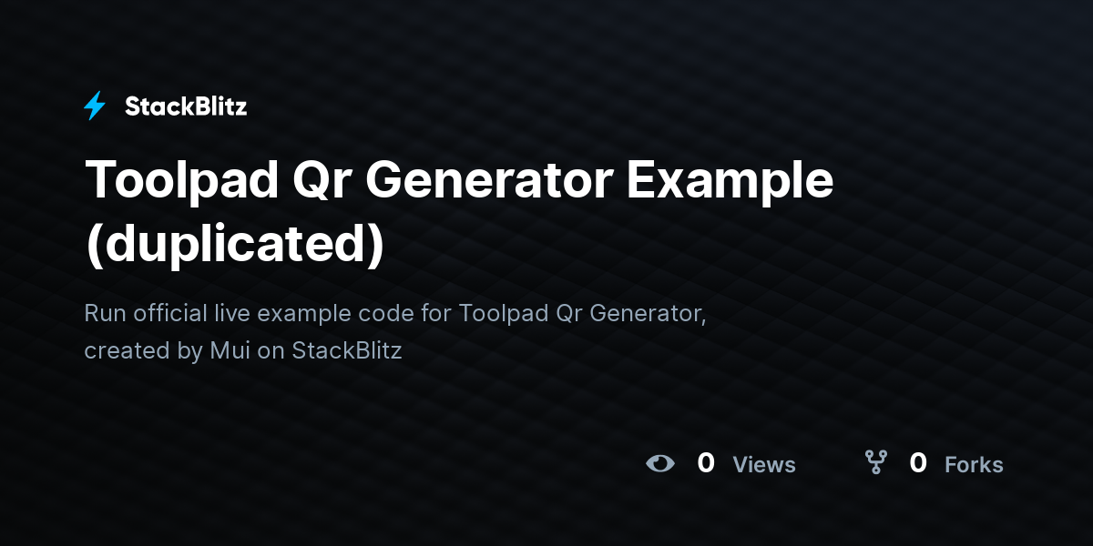 Toolpad Qr Generator Example (duplicated) - StackBlitz