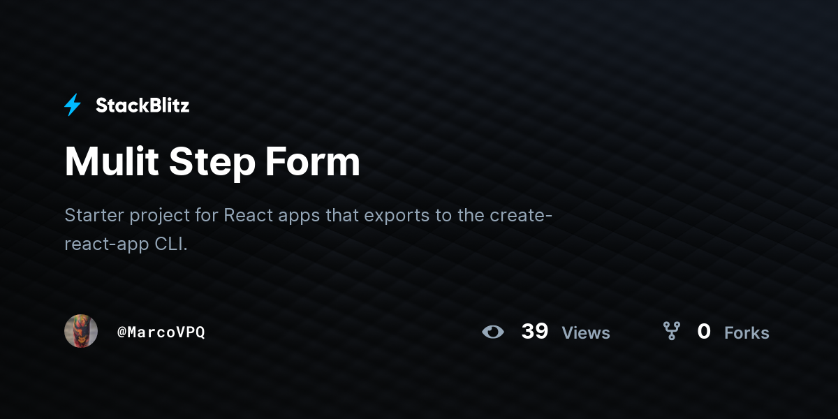 Mulit Step Form - StackBlitz