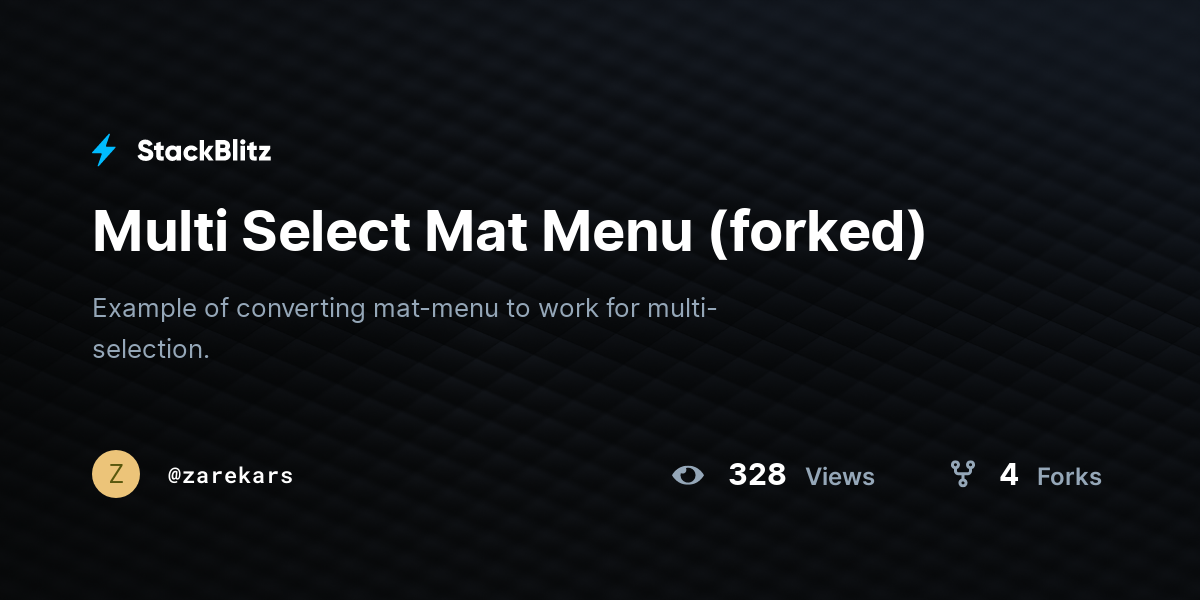 Multi Select Mat Menu (forked) - StackBlitz