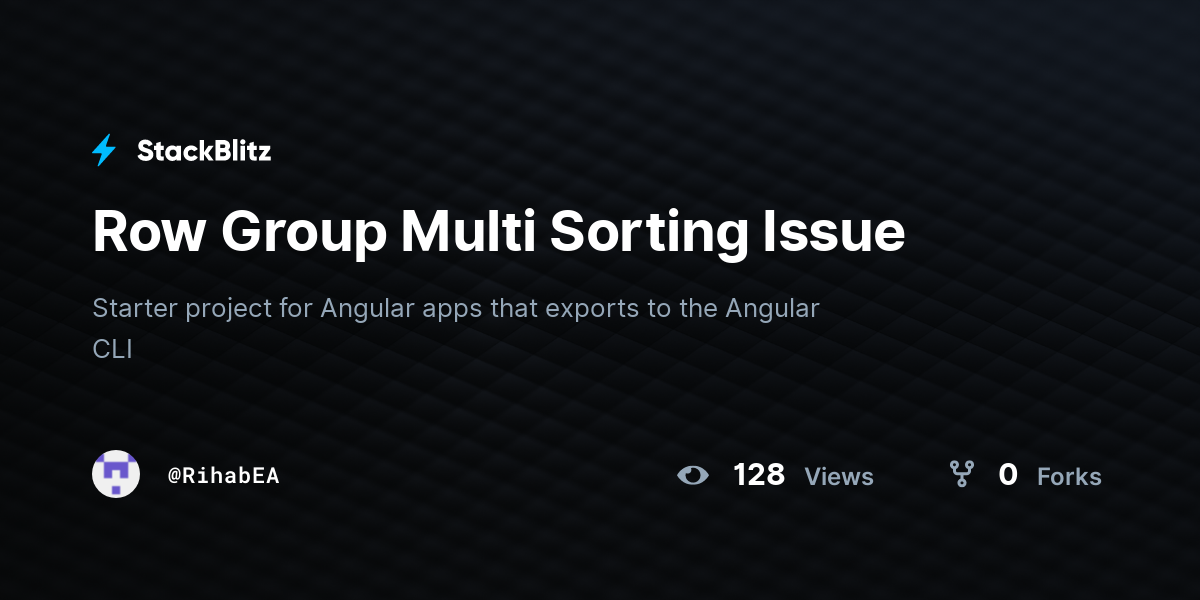 Row Group Multi Sorting Issue - StackBlitz