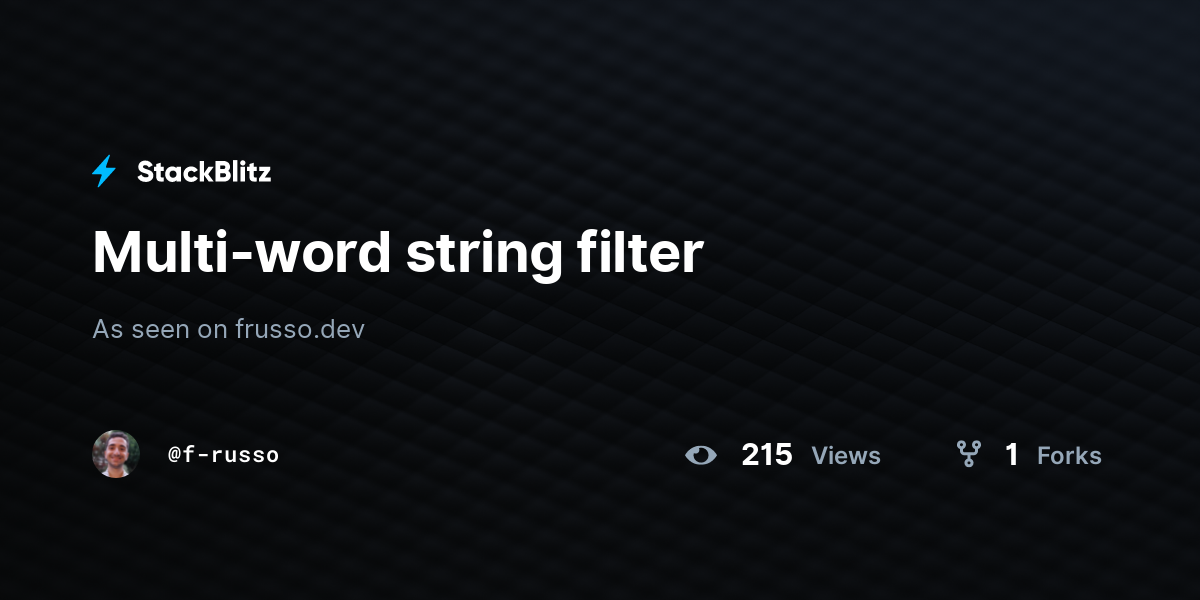 Multi-word string filter - StackBlitz