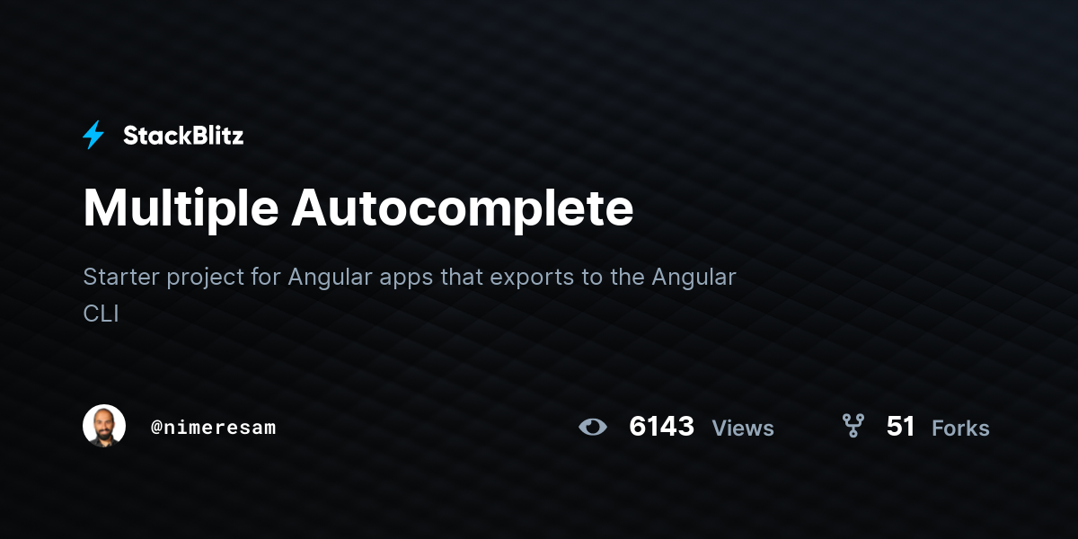 Multiple Autocomplete - StackBlitz