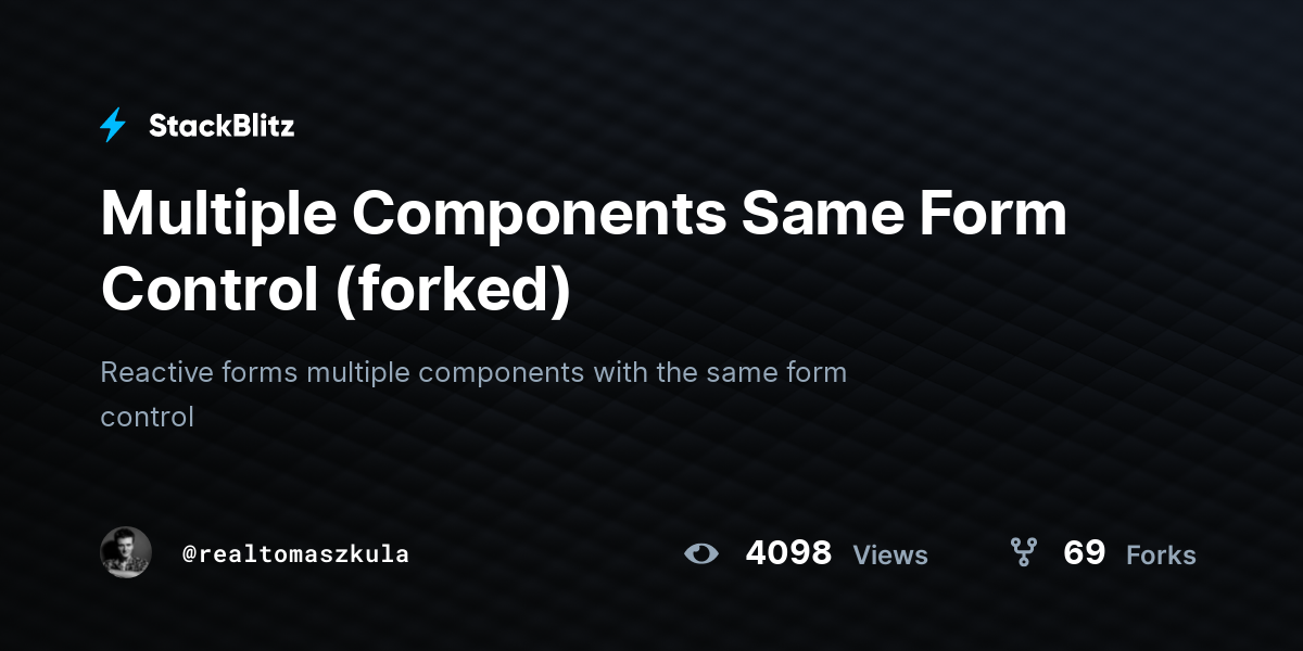 Multiple Components Same Form Control (forked) - StackBlitz