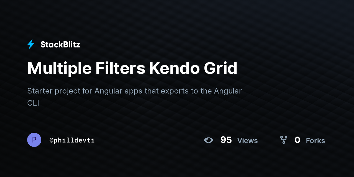 Multiple Filters Kendo Grid - StackBlitz