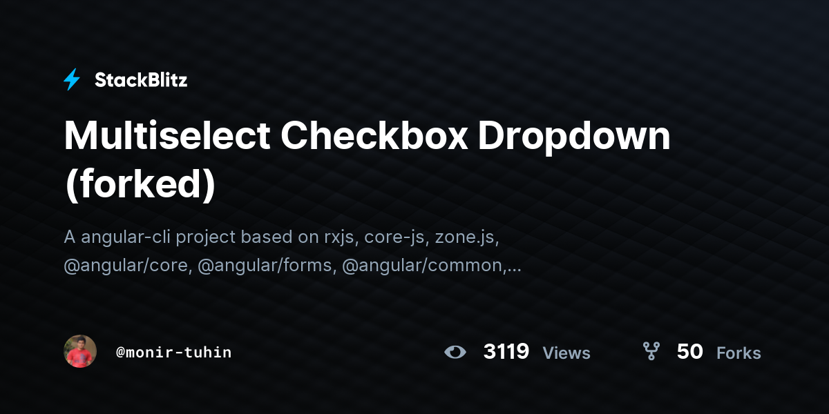 Multiselect Checkbox Dropdown (forked) - StackBlitz