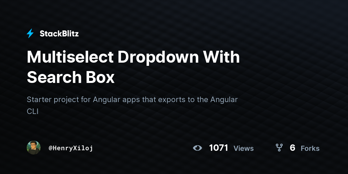 Multiselect Dropdown With Search Box - StackBlitz