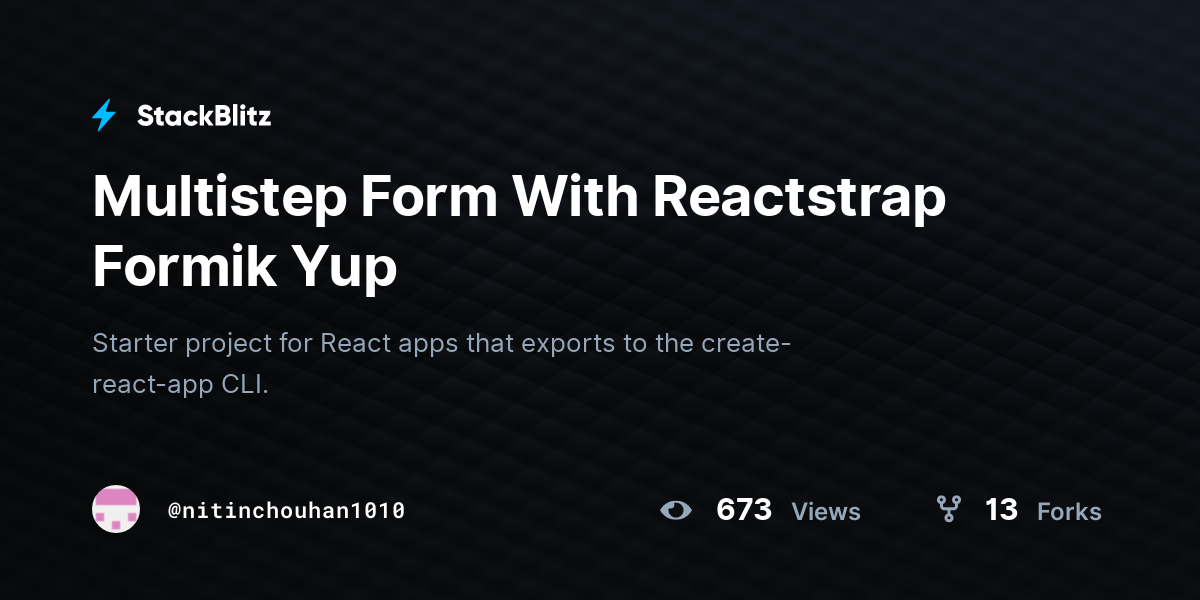 Multistep Form With Reactstrap Formik Yup - StackBlitz